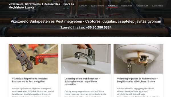 Vízszerelés, gázszerelés, fűtésszerelés és fűtés karbantartás